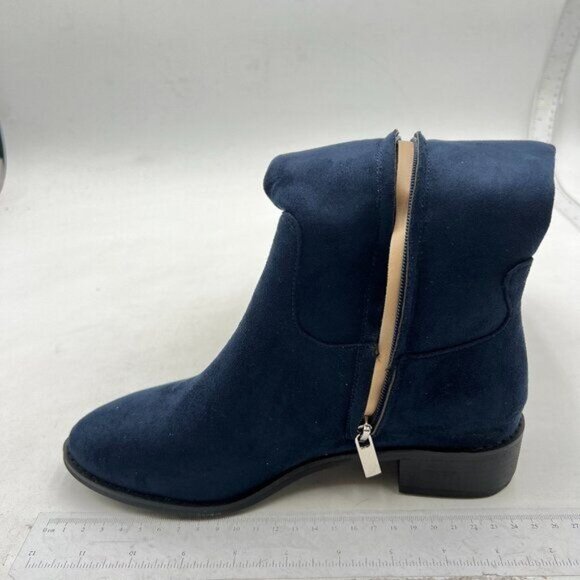 Womens Knee High Boots, Round Toe Low Block Heel Riding Boots  Cowboy Boots Blue - Picture 1 of 7
